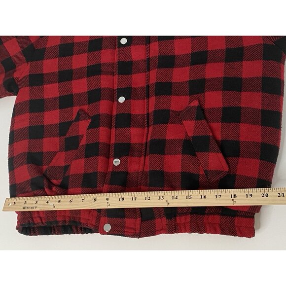 YoungLA Kingpin Jacket Men’s S Red Buffalo Plaid Quilted Lining Full Zip Snap - Picture 13 of 16
